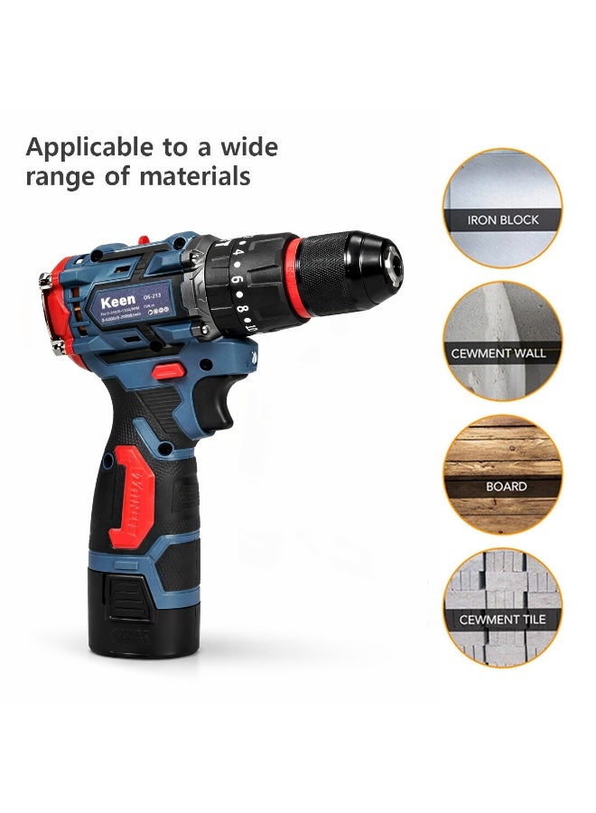 Keen OS-213 Cordless Drill Machine 16.8V Lithium-Ion, 3-in-1 Impact Drill & Screwdriver Set with 2 Batteries, Adjustable Torque, Dual Speed, Metal Chuck, Complete Tool Kit with Case - Image 5
